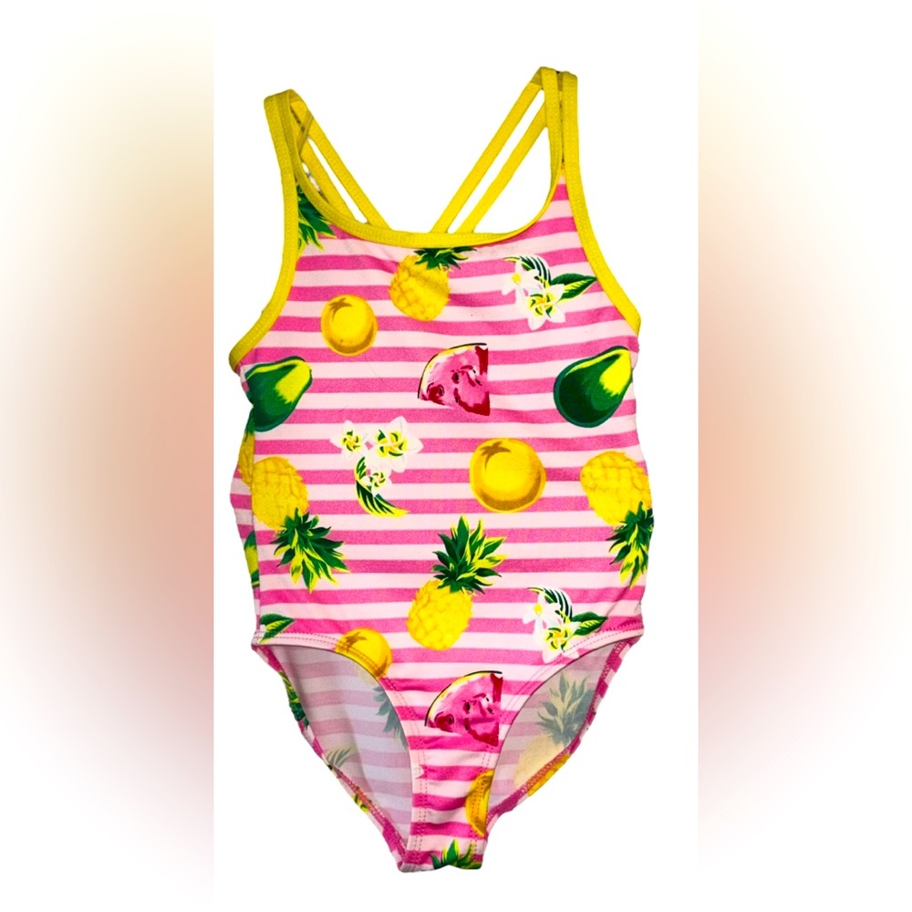 Candy Girl Fruit Print One Piece Bathing Suit US Size XS Girls 4/5